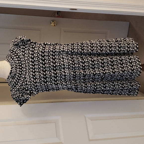 LOFT Black And White Eyelet Ruffle Sleeve Dress NWT - Picture 3 of 14